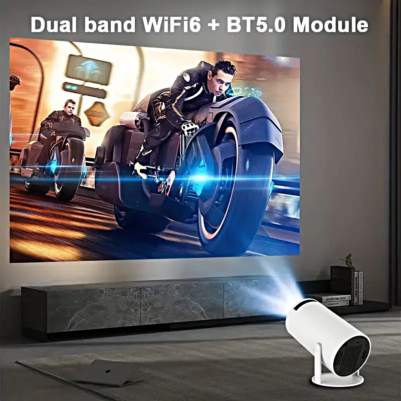 Проектор HY300 Full HD Android TV Портативный проектор 5G HDMI Проектор мультимедийный Wi-Fi 1080p для дома дачи офиса Белый