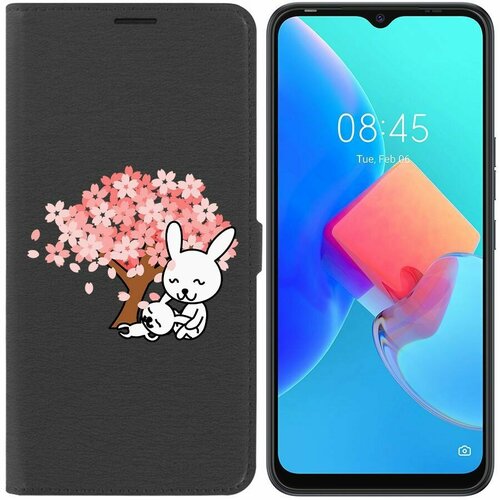 Чехол книжка Krutoff Eco Book для Realme C20 Кролики (черный)