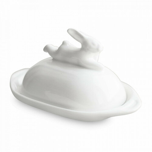 Масленка, 22,5 х 13,5 см, фарфор, белый D141 Воришки