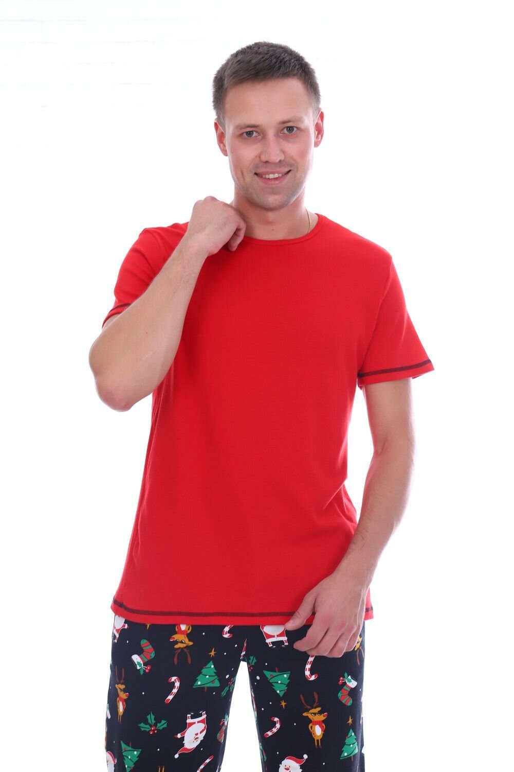 Комплект Odinakovaya, брюки, футболка, карманы, пояс на резинке, размер 50, красный - фотография № 4