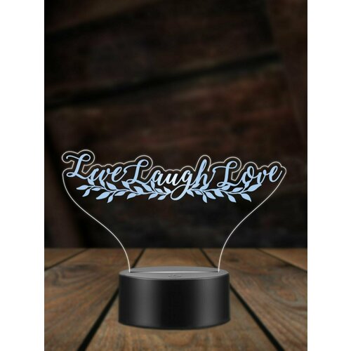 Ночник Live Laugh Love, ночная лампа, 3Д светильник, живи смейся люби