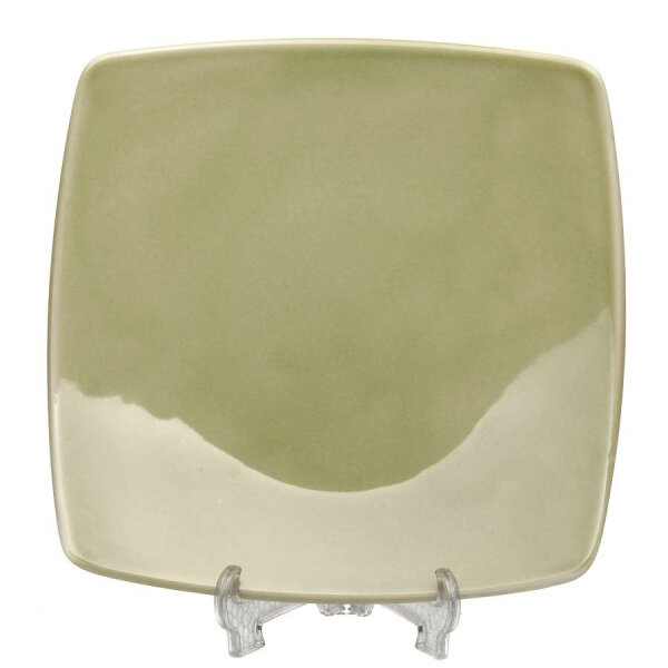 фото Тарелка квадратная ф. Принц 190 х190 мм Акварель фисташковая Башкирский фарфор