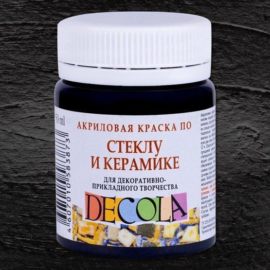 Акриловая краска стекло/керамика Черная банка 50мл Decola