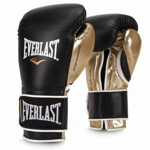 Перчатки боевые Everlast Powerlock 8oz черный/золотой перчатки боевые powerlock 10oz черн сер everlast