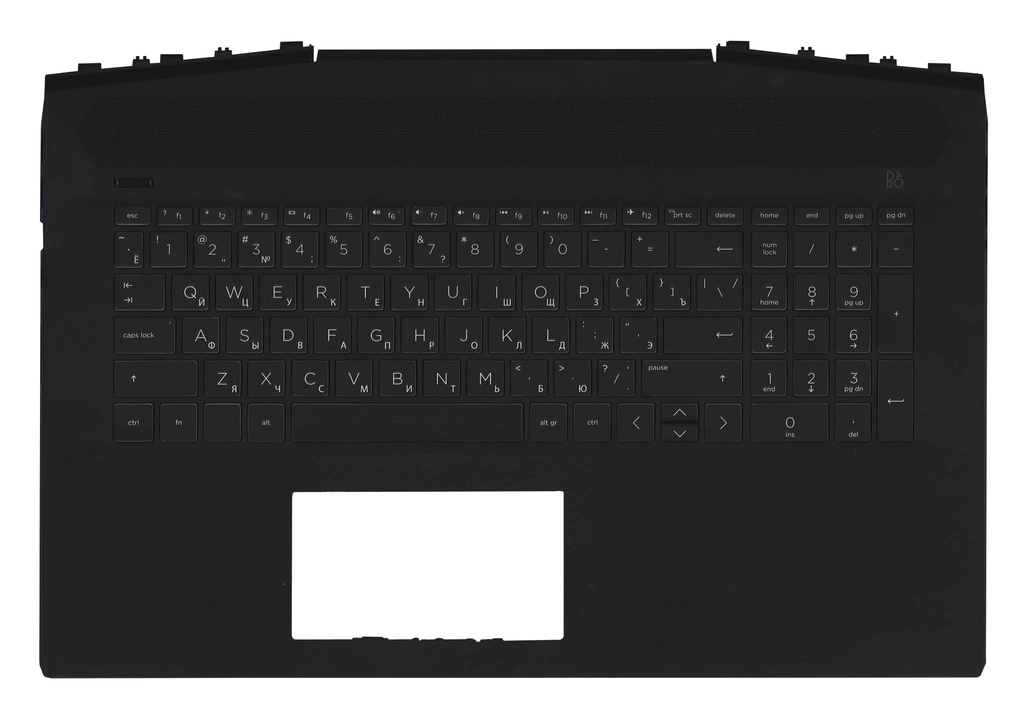 Клавиатура (топ-панель) для ноутбука HP Pavilion Gaming 17-CD черная с черным топкейсом
