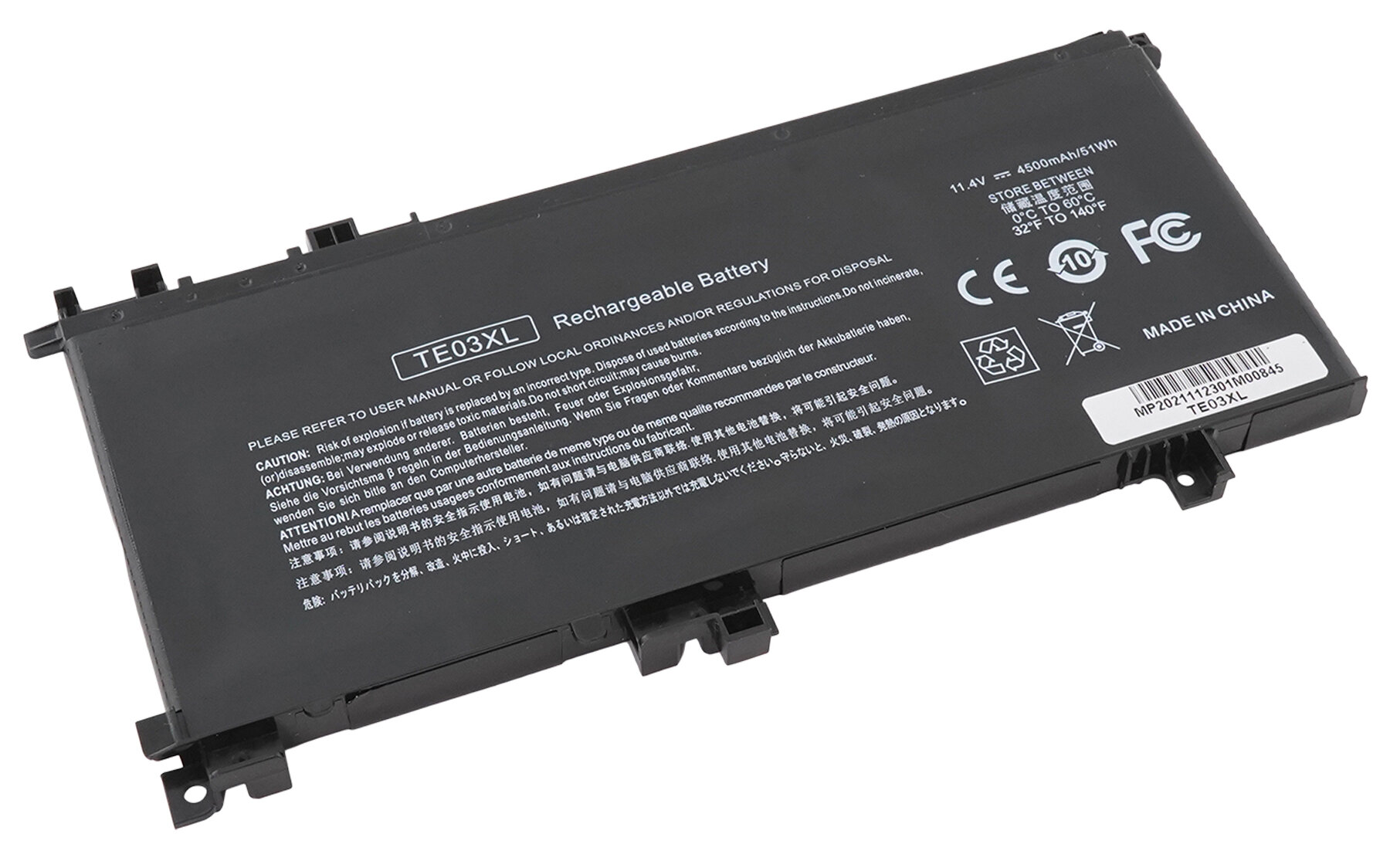 Аккумулятор TE03XL, HSTNN-UB7A для HP Omen 15-AX, 15-AX000, Pavilion 15-BC, 15-BC000 (11.4V 4500mAh)