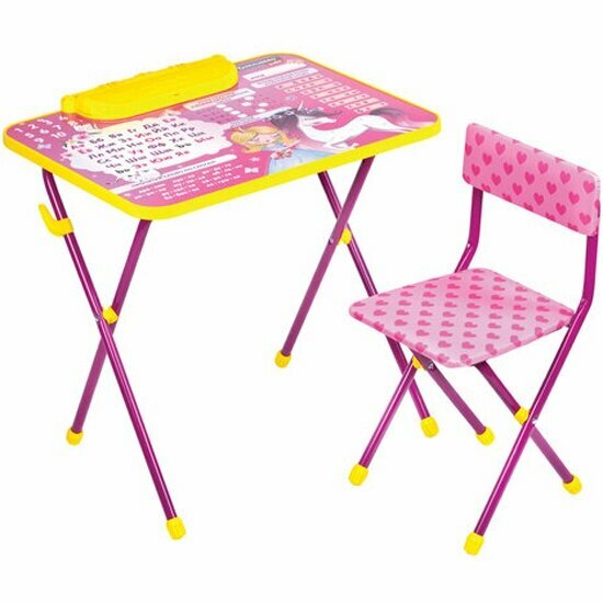 Комплект детской мебели Brauberg розовый принцесса: cтол + стул, пенал, NIKA KIDS, 532635