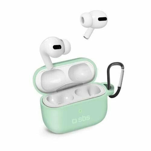 Sbs-mobile SBS Mobile Чехол для Air Pods Pro, силиконовый с карабином, светло-зеленый