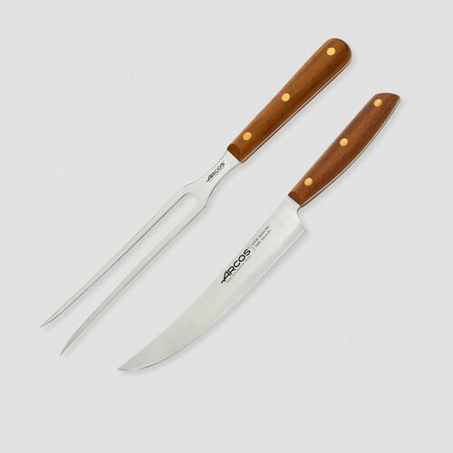 Набор для барбекю, 2 предмета: нож для нарезки и вилка для мяса, рукоять прессованное дерево 167000 Nordika