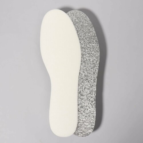 Стельки для обуви, утеплённые, фольгированные, с эластичной белой пеной, универсальные, 36-45р-р, пара, цвет белый