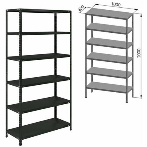 Стеллаж Brabix металлический графит MS KD-200/40-6, лофт, 2000х1000х400 мм, 6 полок, 291272, S240BR244693