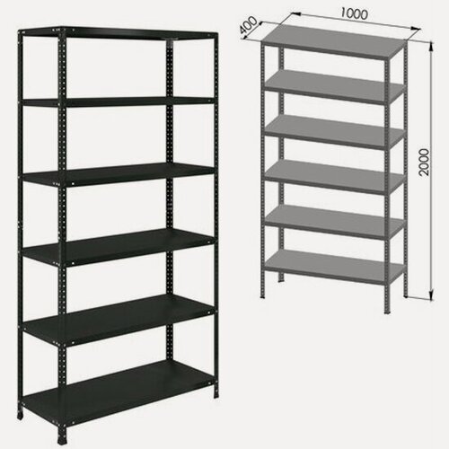 Изображение товара Стеллаж Brabix металлический "графит MS KD-200/40-6", лофт, 1950х1000х400 мм, 6 полок, 291272, S240BR244693