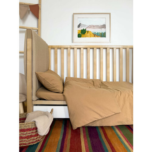 Детское постельное белье из вареного хлопка, карамельный, простыня 60х120 см