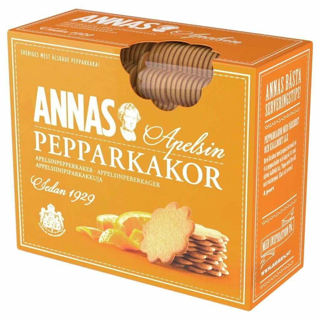 Печенье имбирное апельсиновое Annas pepparkakor apelsin, 300 г (из Финляндии)