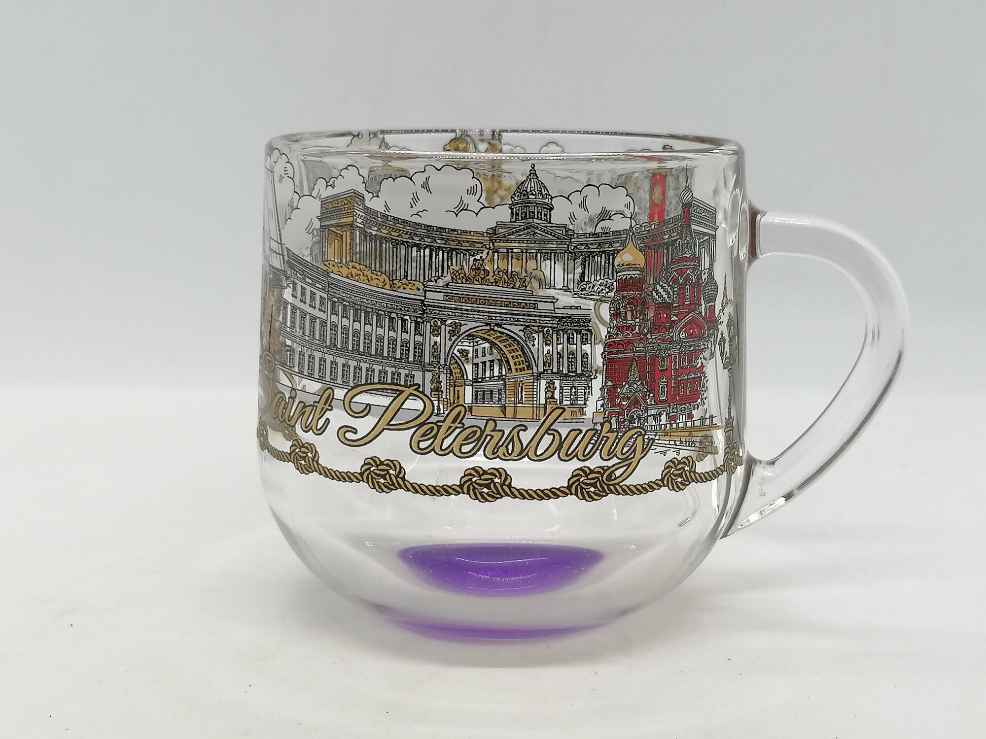 Кружка чайная , Грамине . Санкт-Петербург, 0,3 л. цветное дно (фиолетовое)