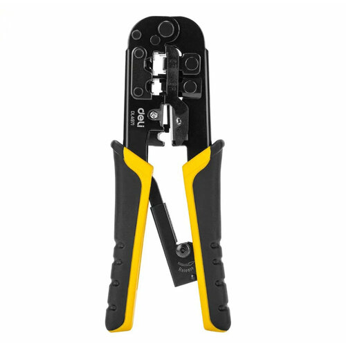 обжимные клещи deli tools dl2468 4p 6p 8p черный желтый Обжимные клещи Deli Tools DL4971 4P,6P,8P, черный/желтый