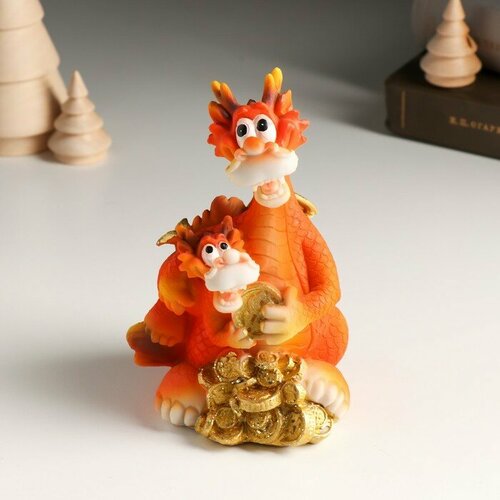 Копилка полистоун Дракон с малышом с золотыми монетами 102х88х14 см 692₽