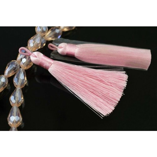 Кисточки декоративные около 75мм х 7мм, цвет розовый, полиэстер, 58-003, 1 пара