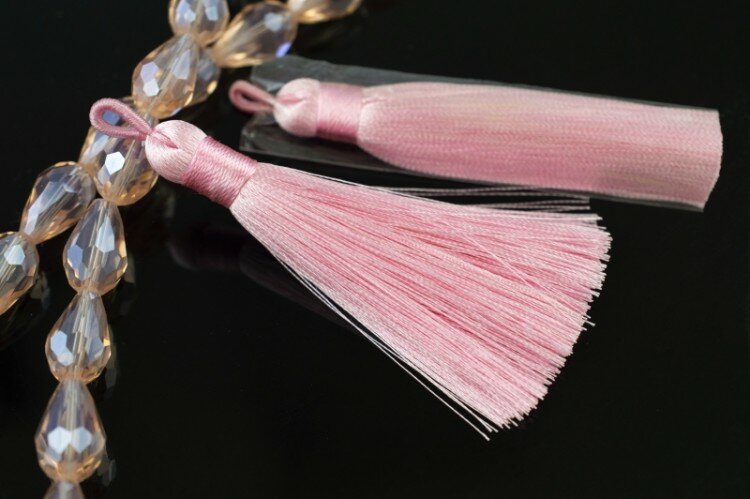 фото Кисточки декоративные около 75мм х 7мм, цвет розовый, полиэстер, 58-003, 1 пара