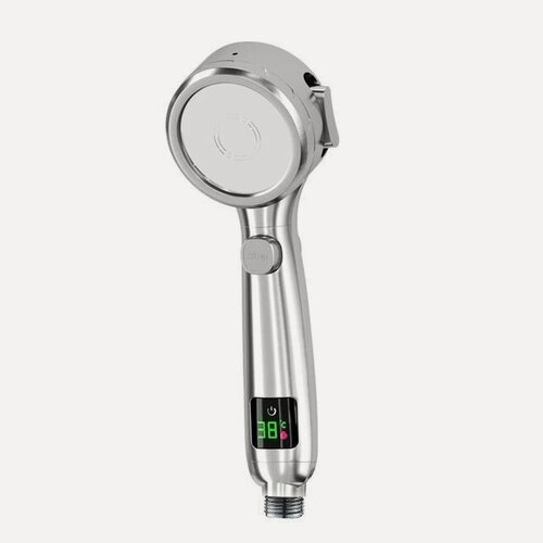 Изображение товара Душевой набор с термометром и LED дисплеем, лейка для душа со шлангом, хромированный
