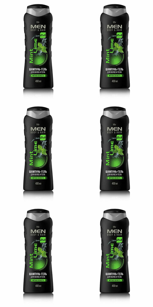 Iris шампунь-гель для волос и тела MEN MINT LIME, 400 мл, 6 шт