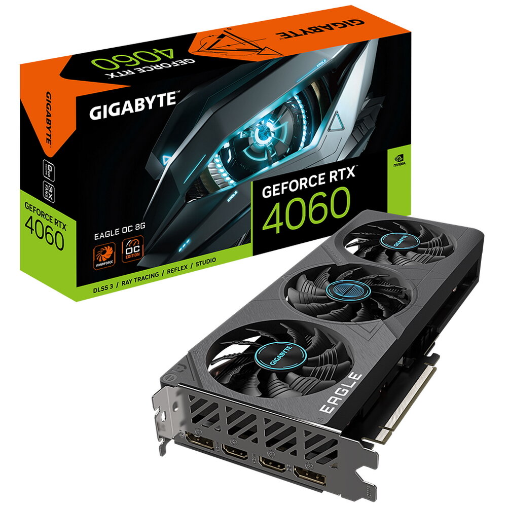 GIGABYTE Видеокарта GIGABYTE GeForce RTX 4060 EAGLE OC 8G GV-N4060EAGLE OC-8GD (GeForce RTX 4060 8ГБ GDDR6 2xHDMI 2xDP) (PCI-E) (ret)