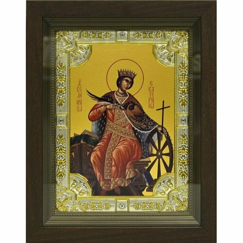 Икона Екатерина, 18x24 см, со стразами, в деревянном киоте, арт вк-757