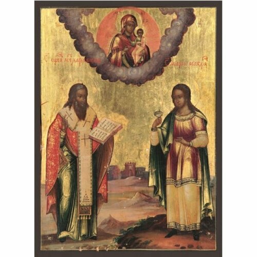 Икона Икона Георгий Великомученик, Николай Святитель, Параскева Мученица, арт MSM-3436