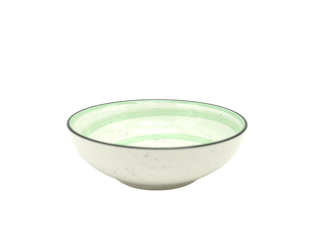 фото Тарелка глубокая Elrington "Аэрограф фисташковый бриз" керамика, 18см