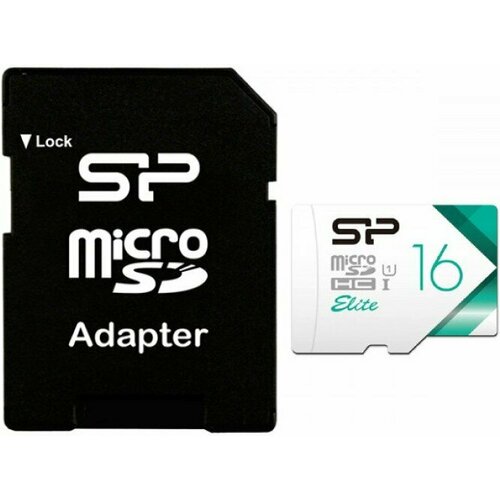 Карта памяти 16Gb MicroSD Silicon Power Elite + SD адаптер (SP016GBSTHBU1V21SP) для nissan x trail 2012 2014 европа греция франция германия монако спутниковая навигация карта 16 гб sd gps карта памяти