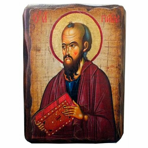 Икона Павел апостол под старину (13 х 17,5 см), арт IDR-623