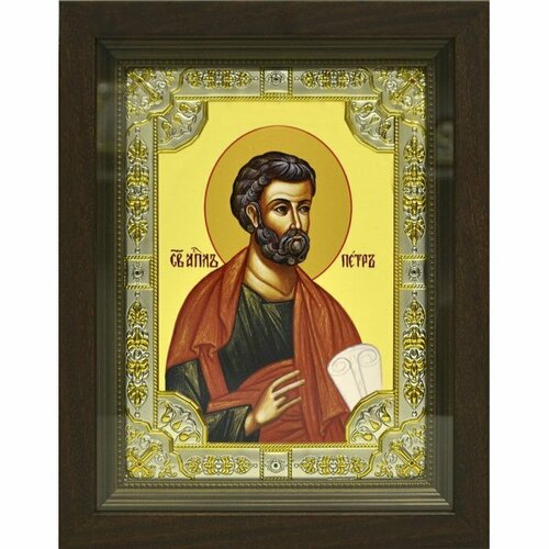 Икона Петр, 18x24 см, со стразами, в деревянном киоте, арт вк-738
