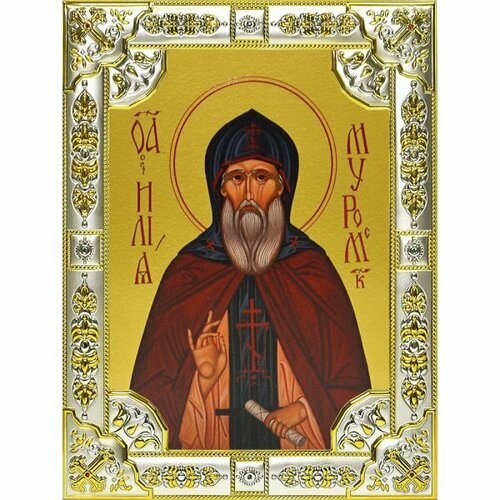Икона Илья Муромец преподобный, 18 х 24, со стразами, арт вк-614