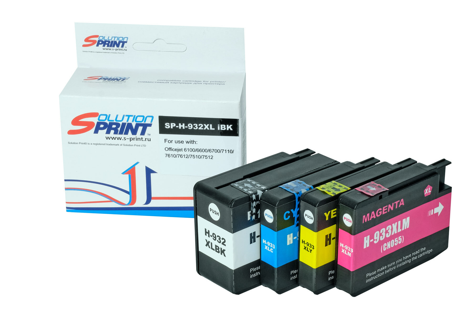 Комплект картриджей Sprint SP-H-932XL iBk CN053AE/ 933XL iC CN054AE/ 933XL iM CN055AE/ 933XL iY CN056 для HP совместимый