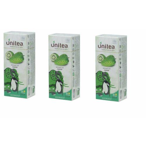 UNITEA Чай зеленый, Soursop, 25 пакетиков, 50 г - 3 шт.