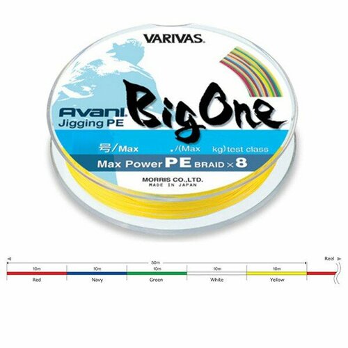 фото Varivas, шнур avani big one, 300м, 5.0, 37кг, 78lb