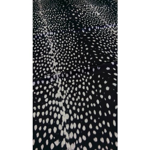 Ткань Плательно-блузочная чёрного цвета с леопардовым принтом Италия