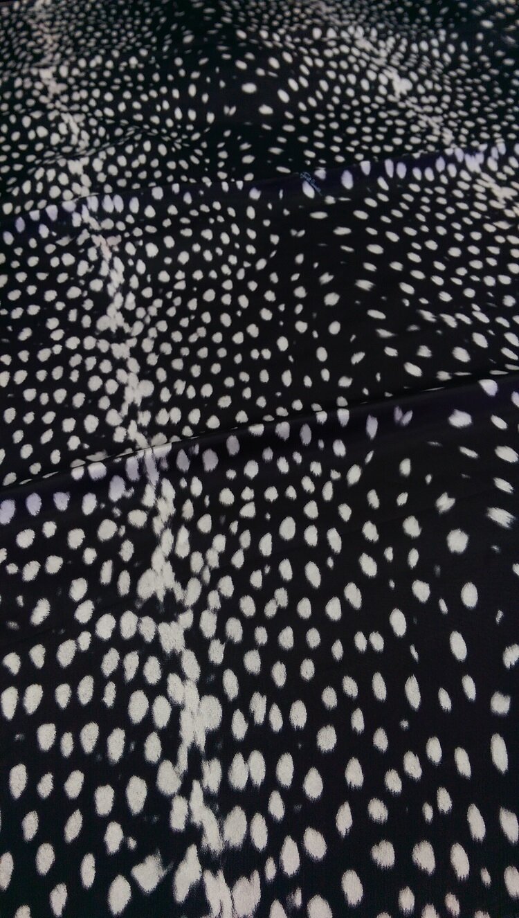 Ткань Плательно-блузочная чёрного цвета с леопардовым принтом Италия