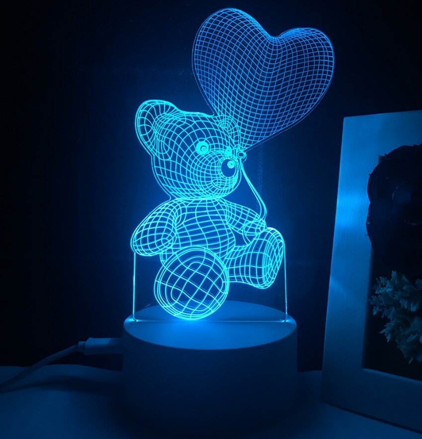 фото Ночник 3D светильник, Ночник в спальню детскую, Ночник лампа, Подарок любимым, Настольная лампа