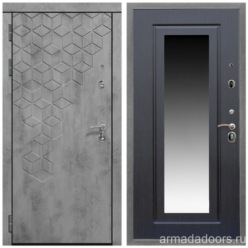 Входная дверь Армада Квадро МДФ панель 16 мм Бетон тёмный; МДФ 16 мм ФЛЗ-120 Венге Зеркало