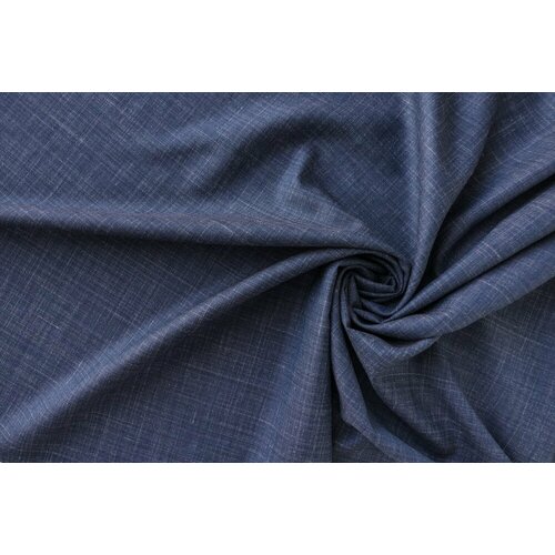 Ткань синяя костюмно-плательная шерсть с шелком и льном