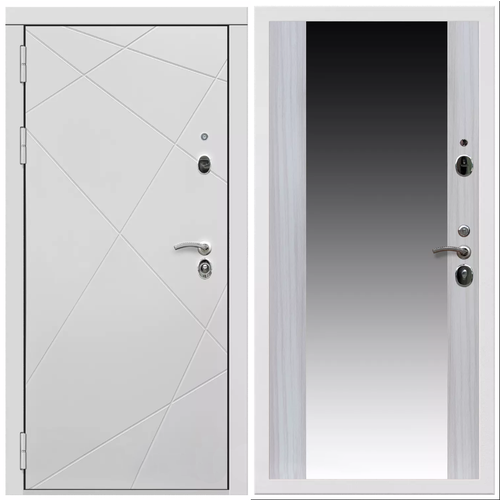 Дверь входная Армада Тесла / СБ-16 Сандал белый МДФ панель 16 мм с зеркалом дверь входная армада оптима антик серебро сб 16 сандал белый мдф панель 16 мм с зеркалом