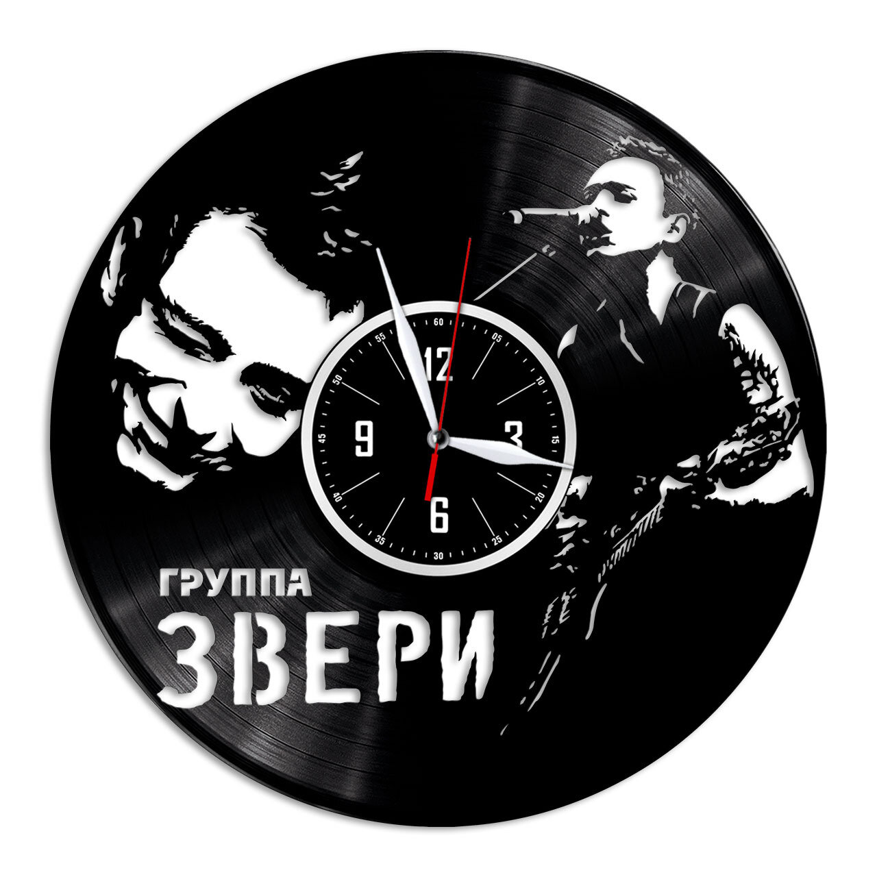 Группа Звери - настенные часы из виниловой пластинки, диаметр 30 см