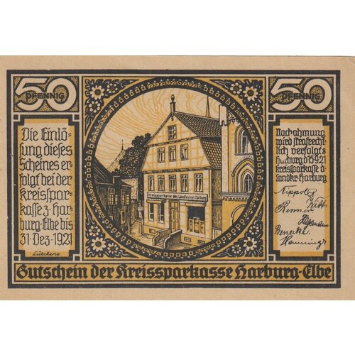 Германия (Веймарская Республика) Харбург 50 пфеннигов 1921 г. (№1)
