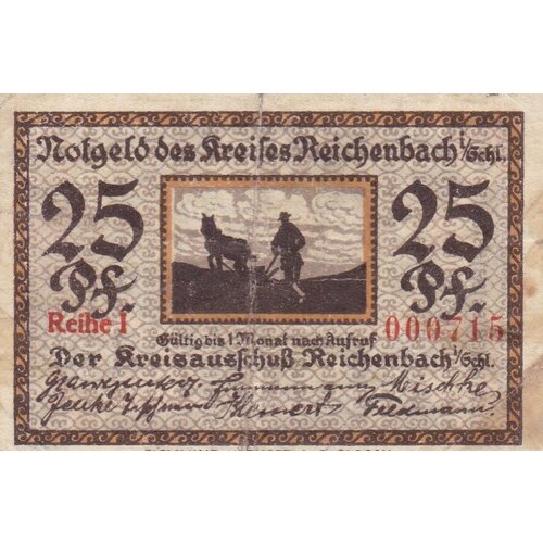 Германия Райхенбах 25 пфеннигов 1914-1924 гг.