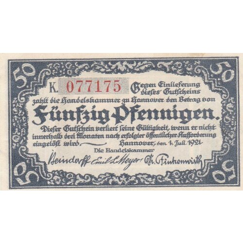 Германия (Веймарская Республика) Ганновер 50 пфеннигов 1921 г. германия веймарская республика ганновер 50 пфеннигов 1921 г 2