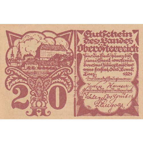 Австрия, Верхняя Австрия 20 геллеров 1921 г. (№1) (2)