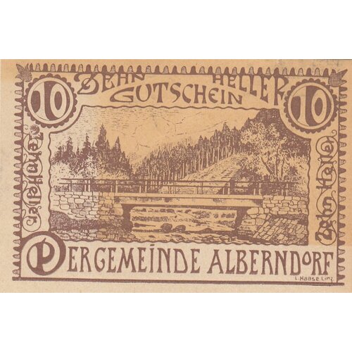 Австрия, Альберндорф 10 геллеров 1920 г. (2)
