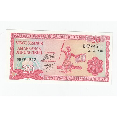 Бурунди 20 франков 5.2.2005 г. (1) банкнота бурунди 20 франков 2005 год unc