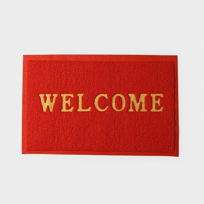 Коврик придверный Доляна Welcome с окантовкой, 38×58 см, цвет красный - фотография № 3